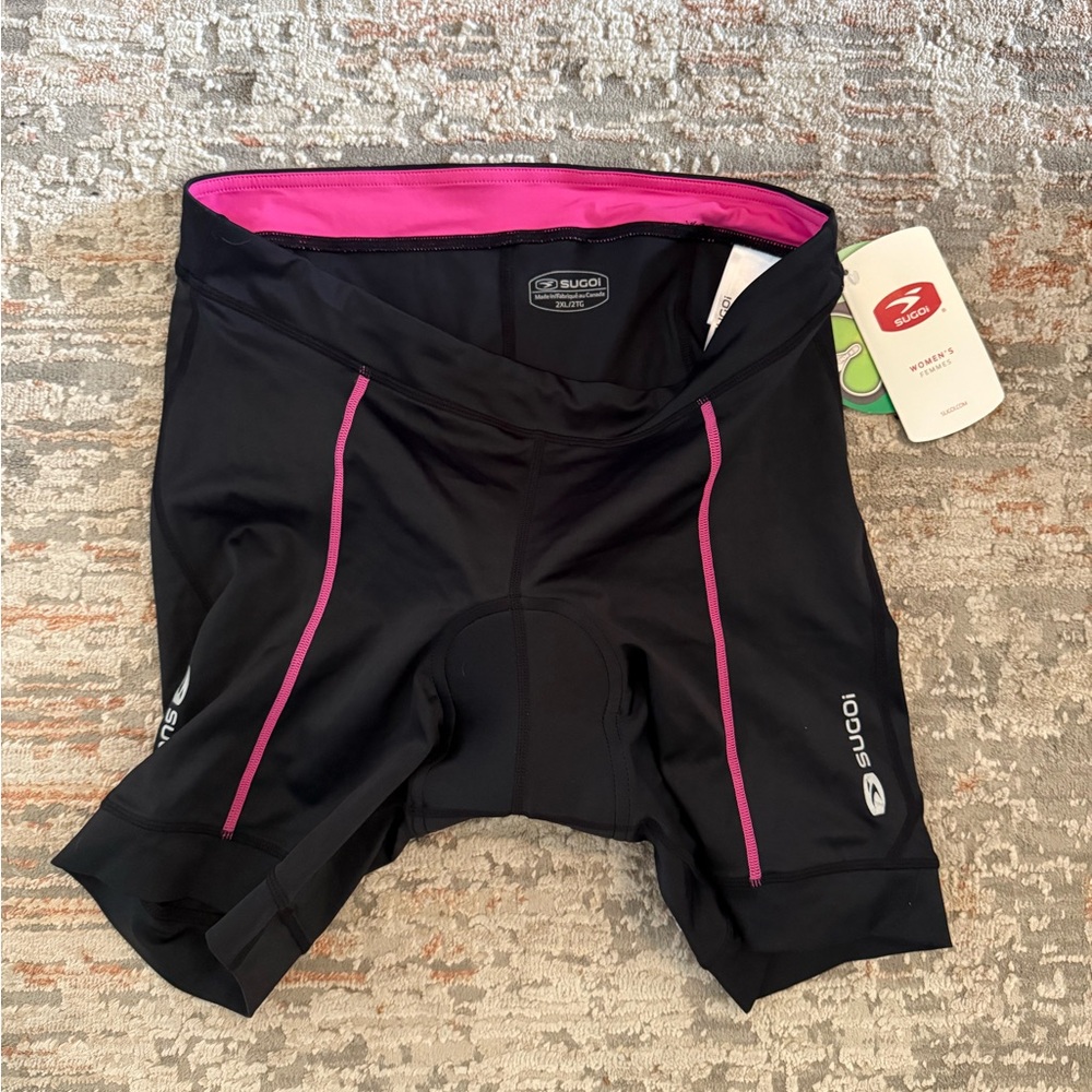 SUGOI Women's Black and Pink Cycling Shorts